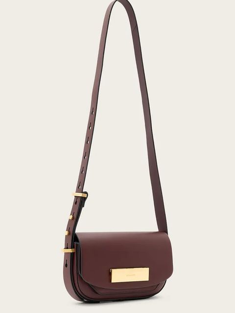 AllSaints torebka skórzana ETTA kolor bordowy W294XD