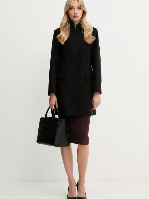 Liu Jo płaszcz z domieszką wełny kolor czarny MF5119 J4873