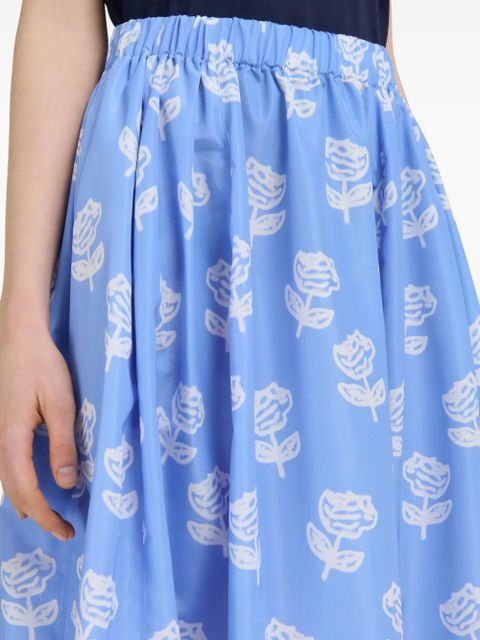 Marni floral-print midi skirt - Blue