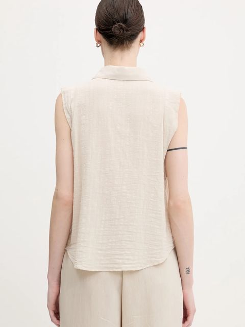 United Colors of Benetton koszula damska kolor beżowy regular z kołnierzykiem klasycznym 5ONVDQ0C1