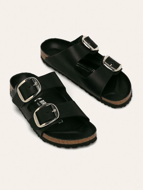 Birkenstock klapki skórzane Arizona Big Buckle damskie kolor czarny 1011075