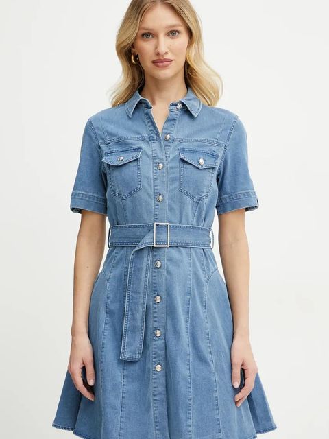 Morgan sukienka jeansowa RIXES kolor niebieski mini rozkloszowana RIXES - zdjęcie produktu nr 1