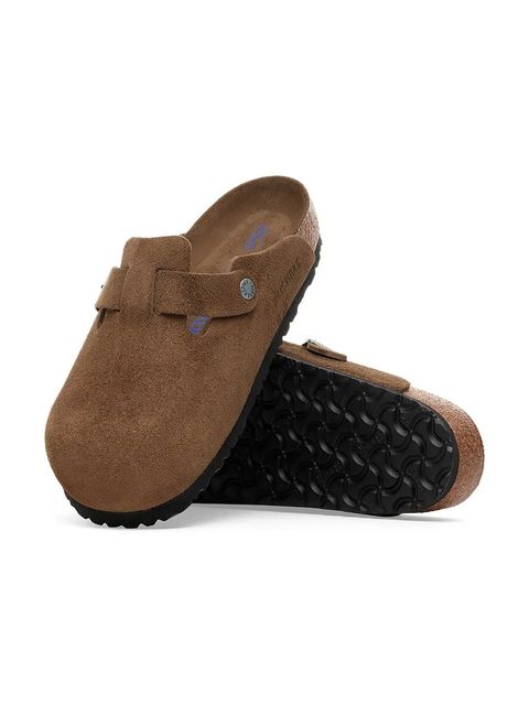 Birkenstock klapki zamszowe Boston kolor brązowy 1030814