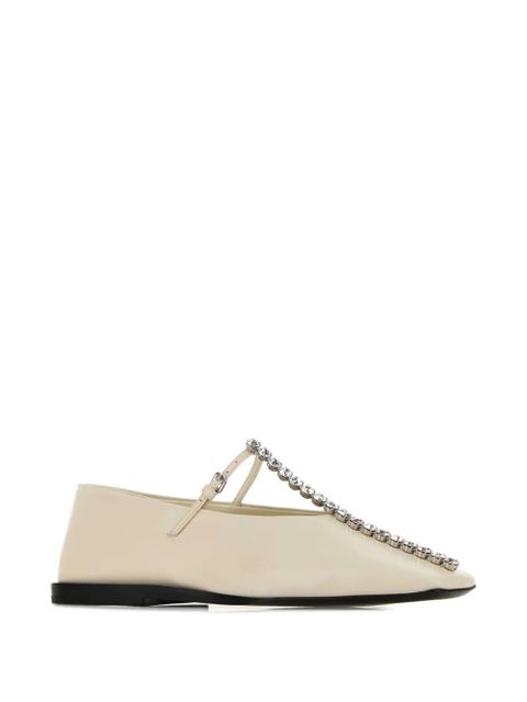 Jil Sander crystal-embellished leather ballerinas - Neutrals - zdjęcie produktu nr 2