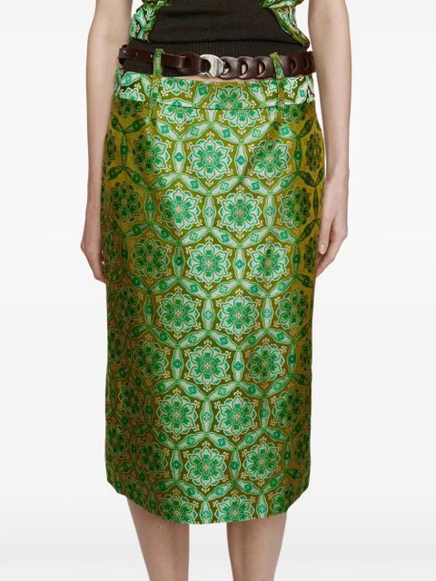 Christopher Esber Palmira leather belted printed skirt - Green