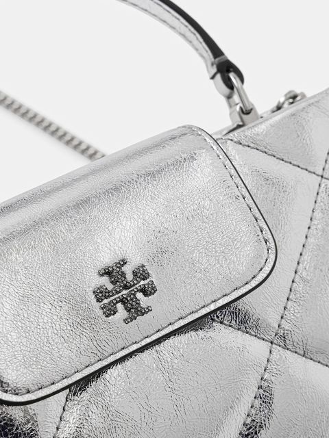 Tory Burch torebka skórzana Kira Diamond kolor srebrny 174998-040