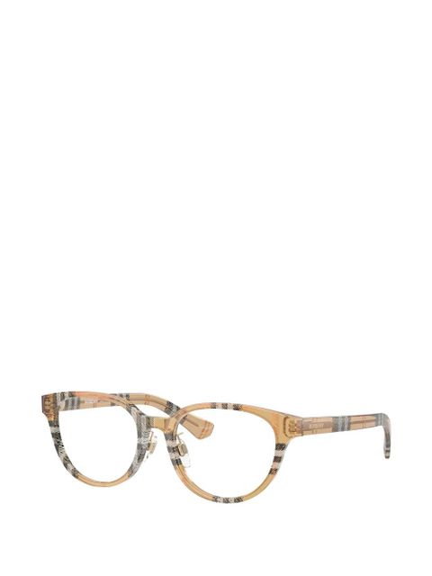 Burberry Eyewear check-pattern round-frame glasses - Neutrals - zdjęcie produktu nr 2