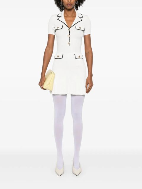 Self-Portrait ribbed-knit mini dress - White