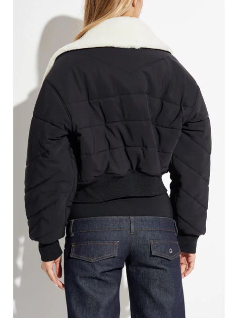 Coperni logo-patch faux-shearling puffer jacket - Black