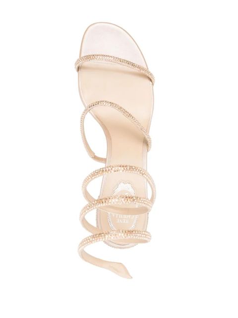 René Caovilla Cleo 40mm crystal-embellished sandals - Neutrals