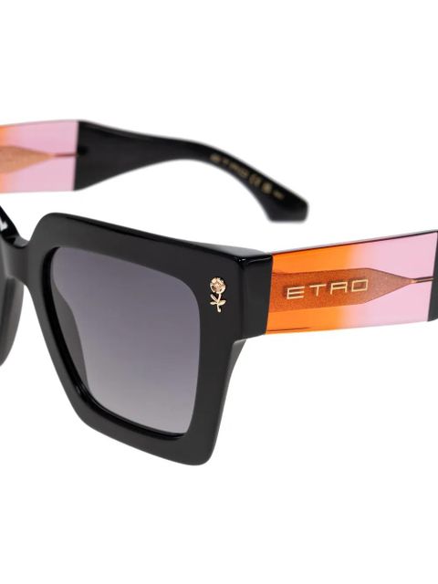 ETRO flower-detail square-frame sunglasses - Black