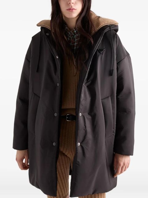 Prada hooded snap-fit fastening coat - Black - zdjęcie produktu nr 2