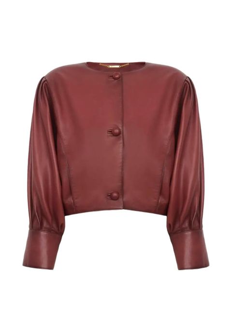 Chloé puff-sleeve leather jacket - Brown - zdjęcie produktu nr 1