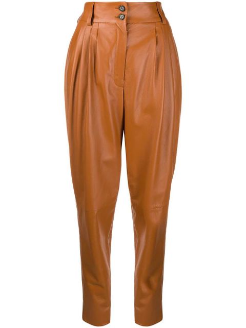 Dolce & Gabbana high-waist leather trousers - Brown - zdjęcie produktu nr 1
