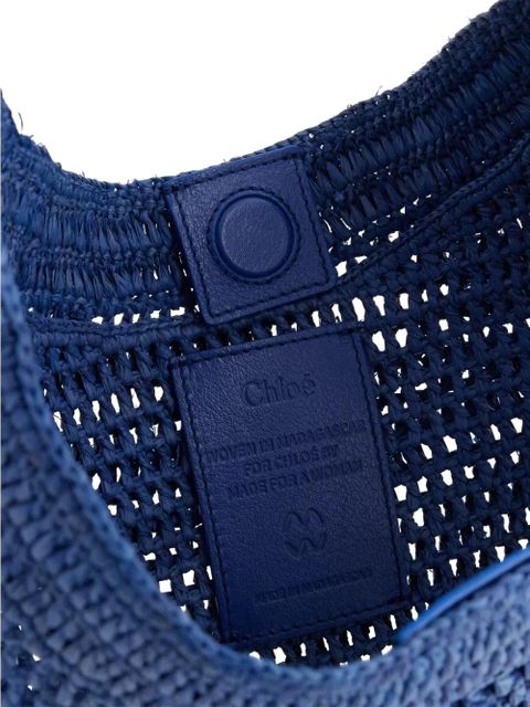 Chloé woven logo-lettering shoulder bag - Blue