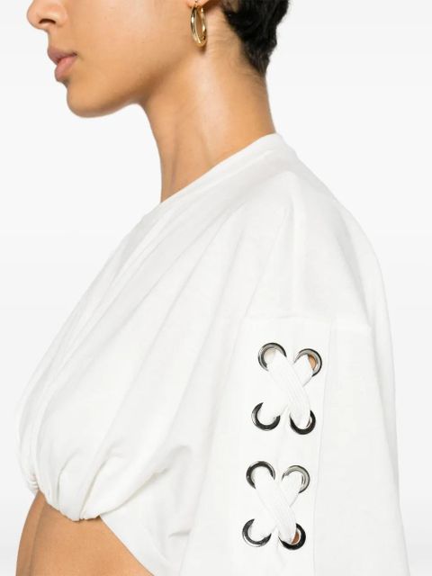 PINKO lace-up cropped T-shirt - White