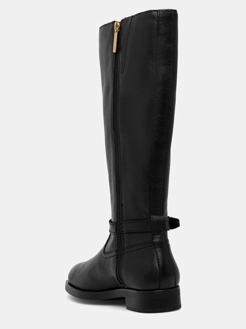 Tommy Hilfiger kozaki skórzane TH BUCKLE RIDING LTHR LONG BOOT damskie kolor czarny na płaskim obcasie FW0FW08873 - zdjęcie produktu nr 2