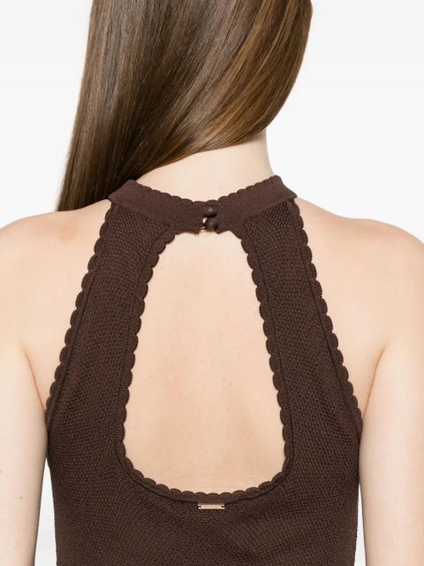 TWINSET crochet pleated maxi dress - Brown