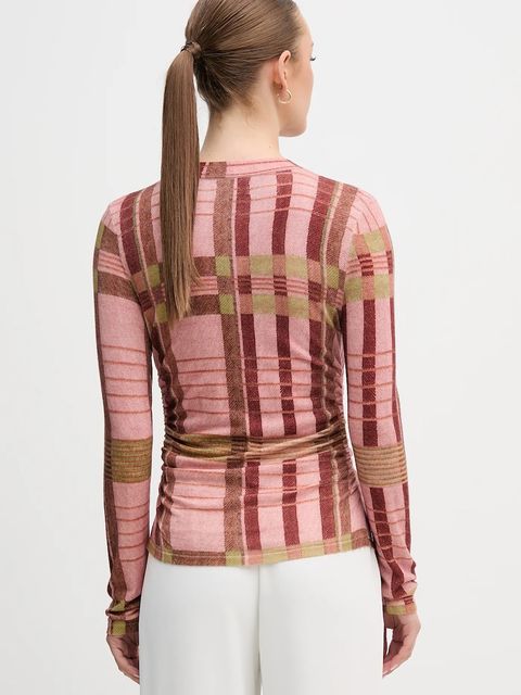 Barbour sweter wełniany x Farm Rio damski kolor różowy lekki z półgolfem LKN1716 - zdjęcie produktu nr 2