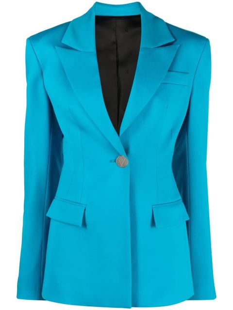 The Attico single-breasted virgin-wool blazer - Blue - zdjęcie produktu nr 1