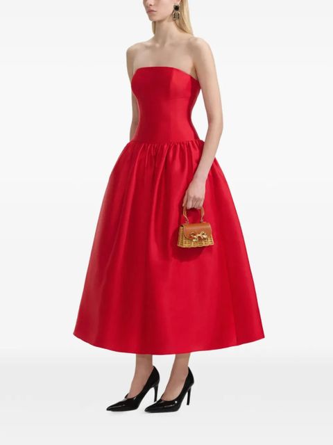 Self-Portrait strapless midi dress - Red