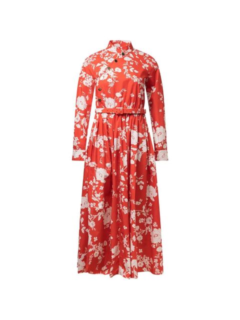 Self-Portrait floral-pattern cotton midi dress - Red - zdjęcie produktu nr 1