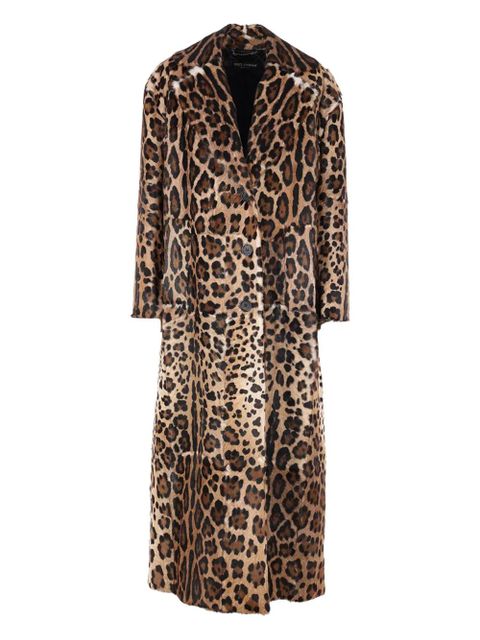 Dolce & Gabbana leopard-print buttoned-up coat - Brown - zdjęcie produktu nr 1