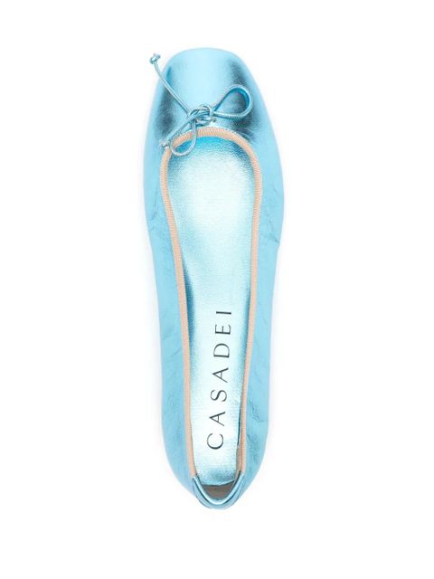 Casadei metallic leather ballerina shoes - Blue