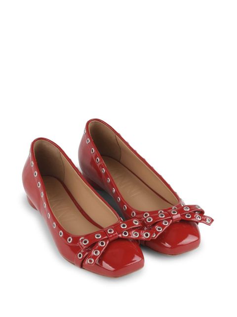 GANNI eyelet detailing ballerina shoes - Red