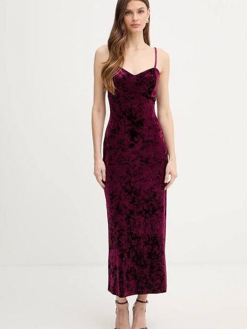 Guess sukienka welurowa kolor bordowy maxi prosta W6PK1L KJ170 - zdjęcie produktu nr 1