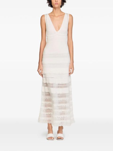 SANDRO pointelle-knit tiered maxi dress - Neutrals