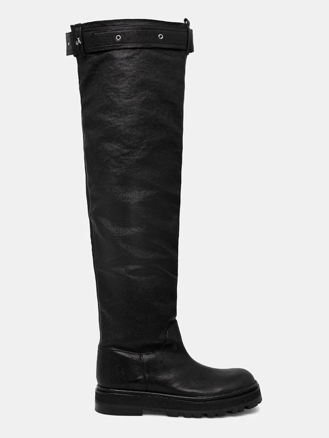 Patrizia Pepe kozaki skórzane kolor czarny na płaskim obcasie 8Y0142 L005 FB30 - zdjęcie produktu nr 2