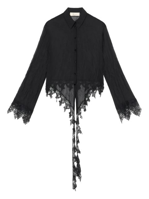 Blumarine sheer lace-detail shirt - Black - zdjęcie produktu nr 1
