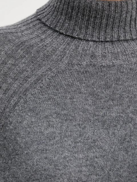 Twinset sweter wełniany damski kolor szary z golfem 252TP3582