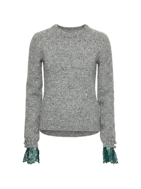 Valentino Garavani lace cuffed sweater - Grey - zdjęcie produktu nr 1
