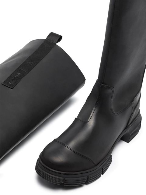 GANNI knee high rubber boots - Black