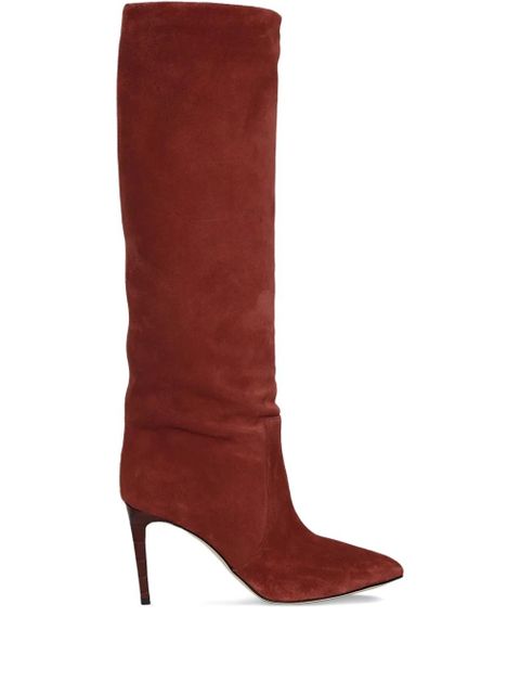 Paris Texas 85mm stiletto suede knee-high boots - Red - zdjęcie produktu nr 1