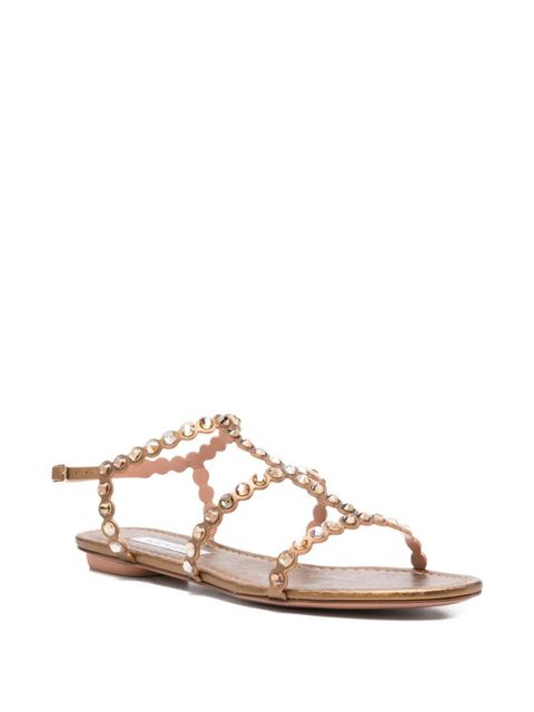 Aquazzura crystal-embellished leather sandals - Brown - zdjęcie produktu nr 2