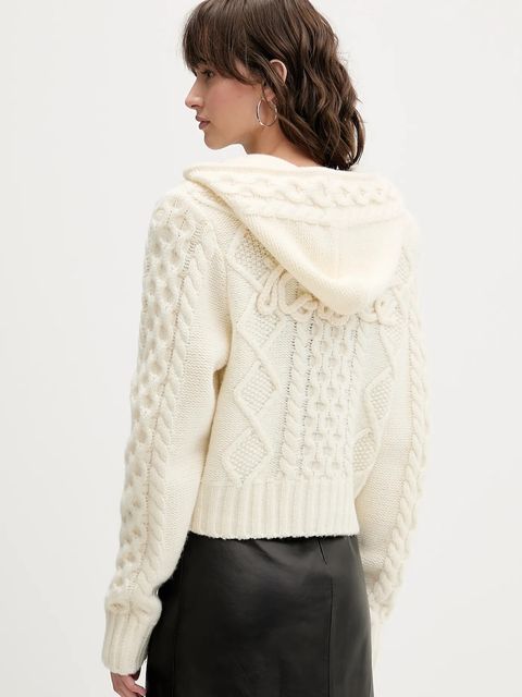 Rotate sweter z dodatkiem wełny damski kolor beżowy 114302857