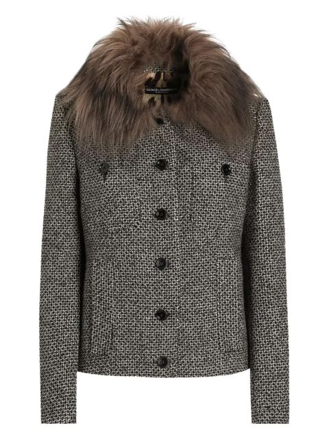 Dolce & Gabbana faux fur-collar jacket - Grey - zdjęcie produktu nr 1
