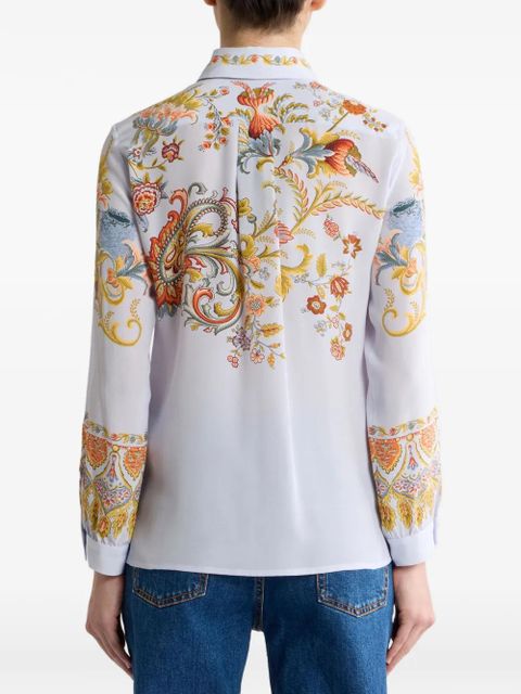 ETRO flora-fauna-print silk shirt - Blue
