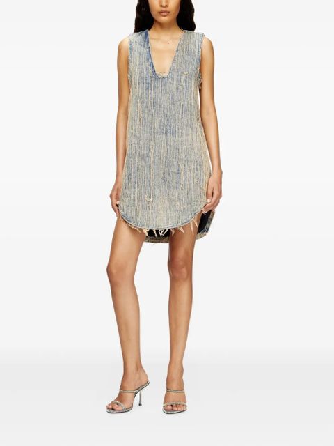 Diesel De Laris frayed V-neck asymmetric day dress - Blue - zdjęcie produktu nr 2
