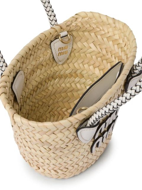 Miu Miu woven raffia basket tote bag - Neutrals
