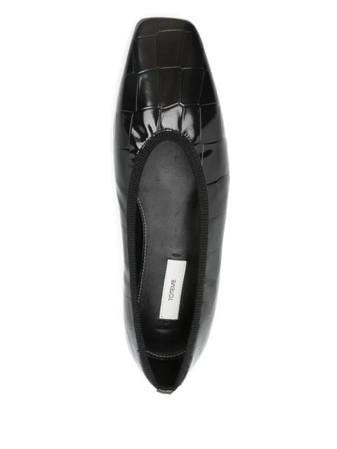 TOTEME Minimalist croco-embossed ballerinas - Black