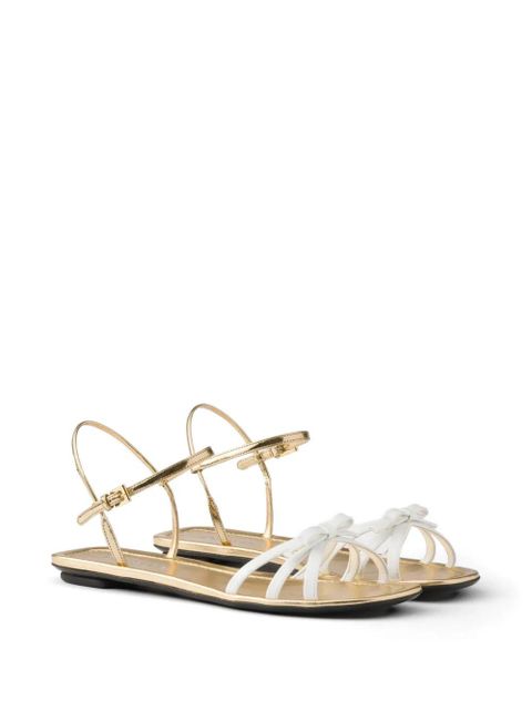 Prada flat patent and metallic leather sandals - Gold - zdjęcie produktu nr 2