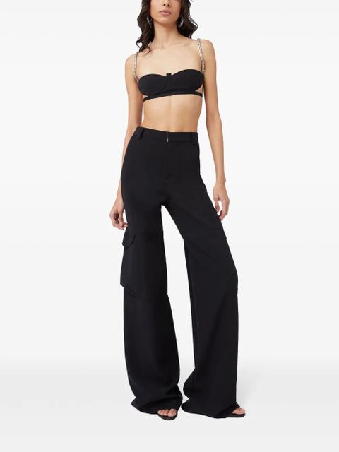 GCDS high-waisted gabardine cargo trousers - Black