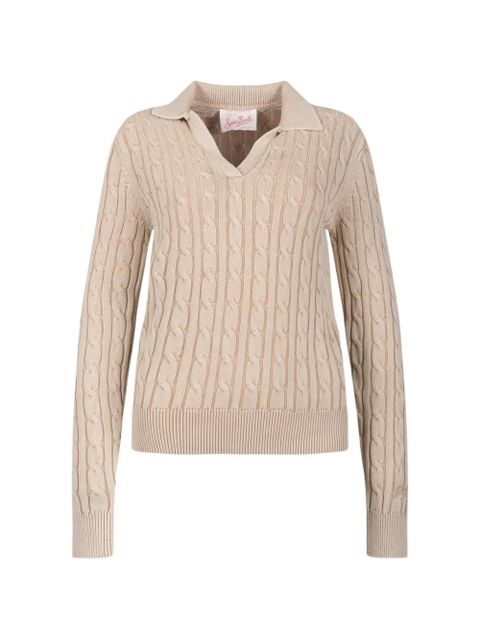 MC2 Saint Barth cable-knit polo-collar sweater - Neutrals - zdjęcie produktu nr 1