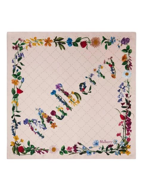 Mulberry floral-print silk scarf - Pink - zdjęcie produktu nr 1