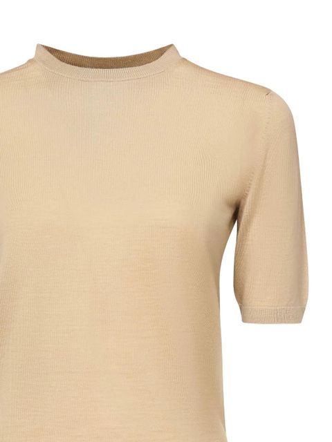 Max Mara short-sleeve round-neck knit T-shirt - Neutrals
