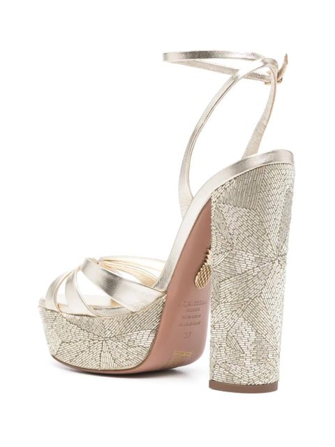 Aquazzura 150mm beaded sandals - Gold